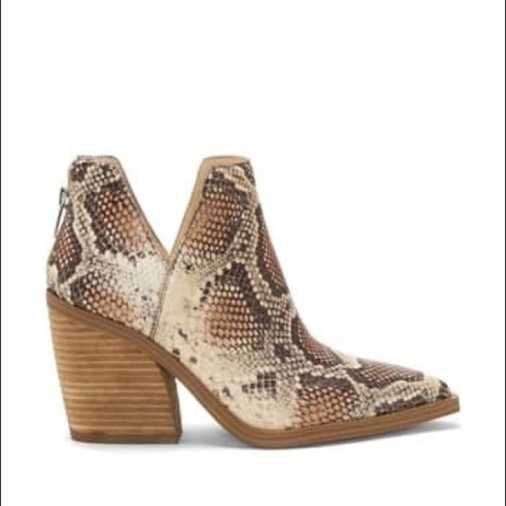 Vince Cumuto  Leather Snakeskin Shoe Booties